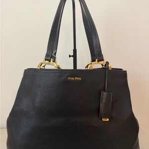 Miu Miu Black Tote with Gold Accents